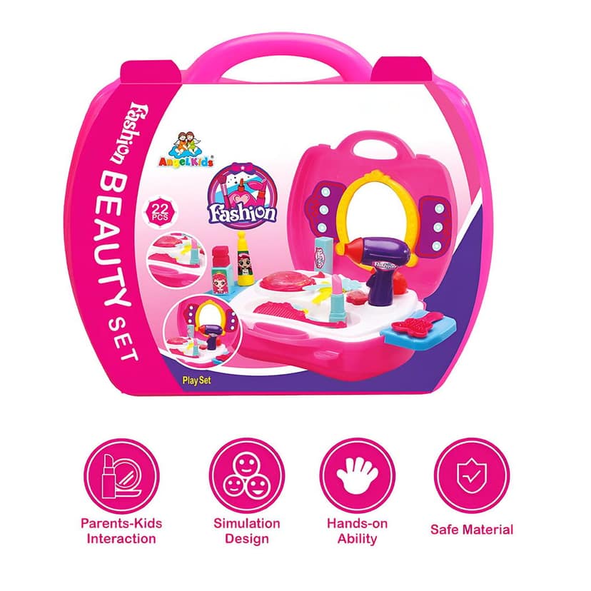 Kids Pretend Play Beauty Makeup Set | Plastic, Non-Toxic Fashion Toys for Role Play | Fashion Beauty Play Set | Pretend Play Beauty Makeup Kit for Kids | Kids Pretend Play Make Up Set (Plastic) view 2