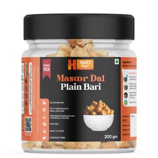 Hand’s Magic Masoor Dal Plain Bari – Premium Pack | High Protein | Ready to Cook | 100% Homemade | No Preservatives | Natural & Healthy | 200g