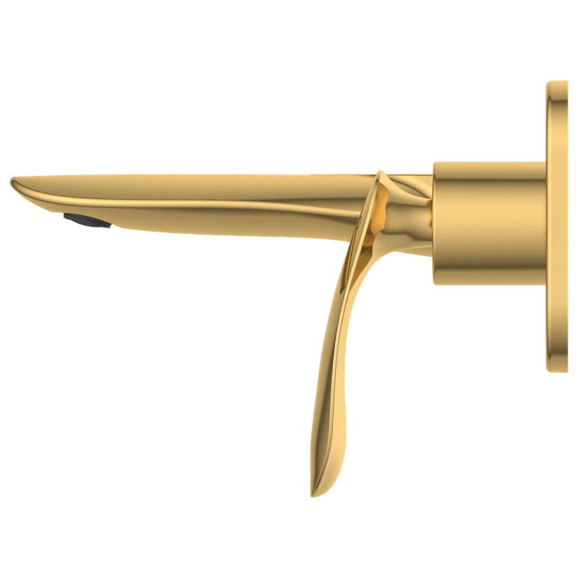 KA-GG-3167 Exposed Part Kit For Single Lever Basin Mixer Wall Mounted With Consisting Of Operative Lever, Basin Spout & Wall Flange (Glossy Gold) view 2