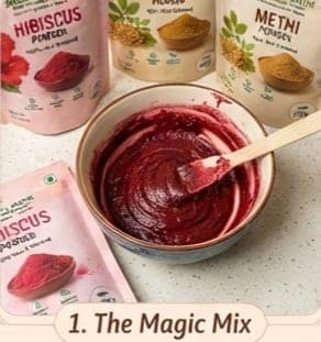 Shushraj Jaivik Hibiscus, Methi & Multani Mitti Powder Combo for Hair Care - DIY Herbal Hair Pack Kit view 2