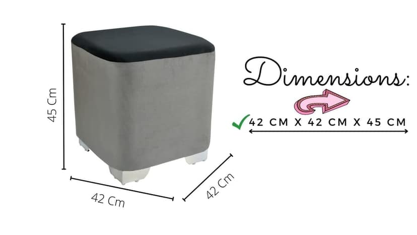 ShadowKart Sitting Stool Ottoman Pouffes for Living Room Sitting Bench Furniture Wooden Footrest Pouf Seat Puffy Foam Small Foot Stool for Office Home Decor, 16x16x18 Inch (Square, Grey/Black) view 2