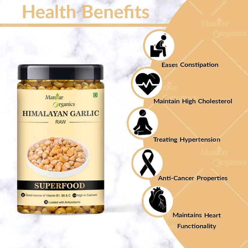 ManHar Organics Himalayan Garlic 520gm jar - Kashmiri Lehsun/Snow Mountain for strong Immunity & Diabetes (pack of 2, 400gm + 120gm) view 2