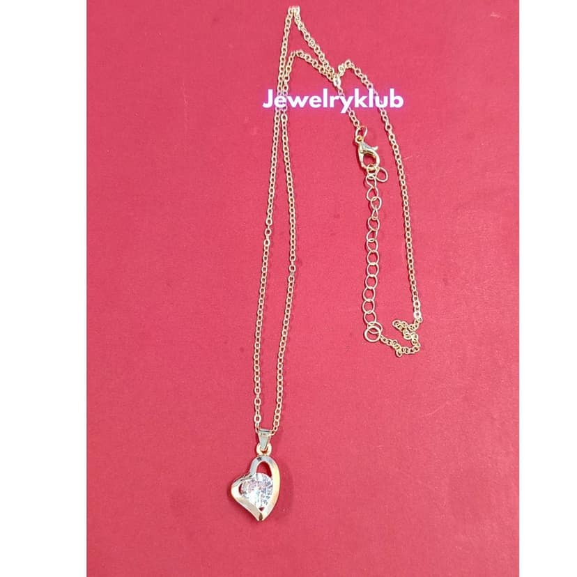 Jewelryklub AD Cubic Zirconia Pendant Necklace Chain For Women Girls Anti Tarnish Stainless Steel Rose Gold Design 9 view 2