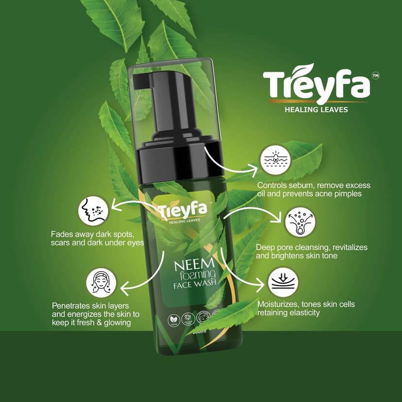 TREYFA Neem foaming face wash for deep exfoliation, dirt removal & brightness for Face Wash (100 ml) view 2