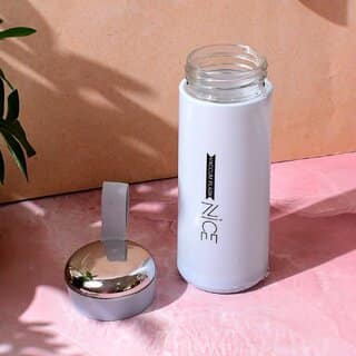 Water bottle 400ml leak proof, glass water bottle with daily water intake for gym and children, Nice Bottle view 2