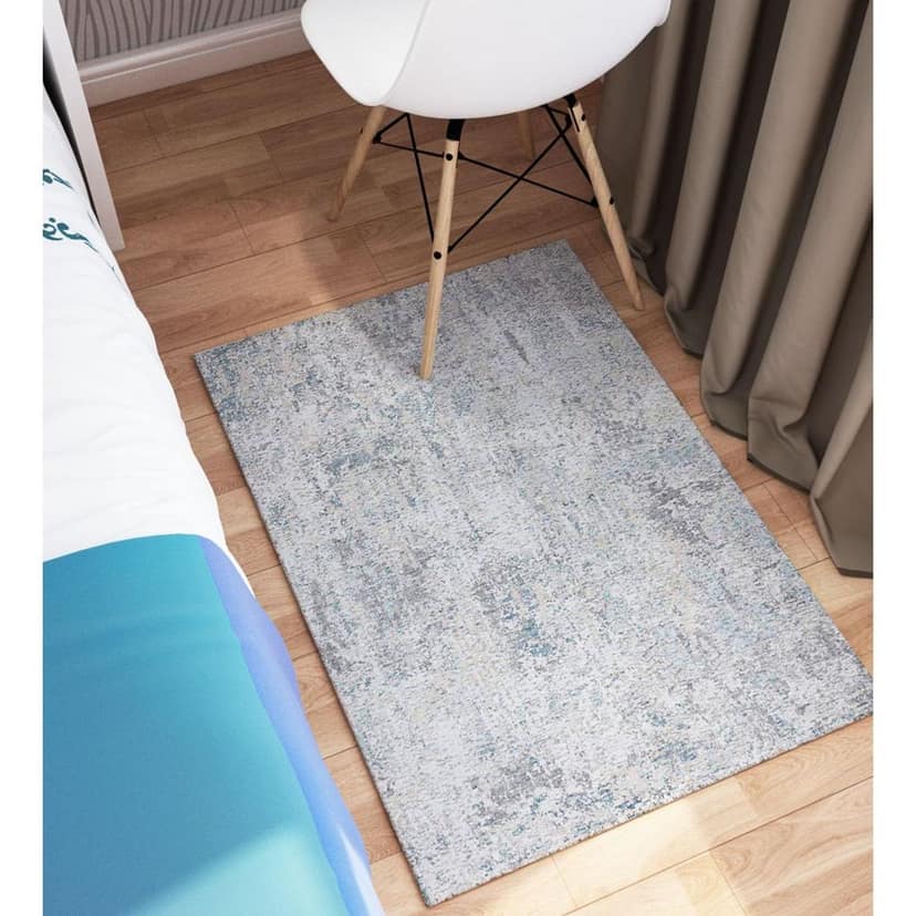 Neu Looms Handcrafted Viscose Wool Anti-Skid Rug Elegant & Comfortable for Bedroom, Living Room, Nursery, Dorm & Playroom