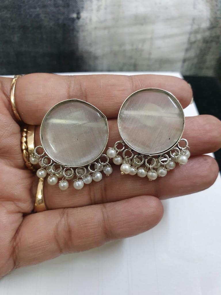 German Silver Oxidized Studs Earrings view 2