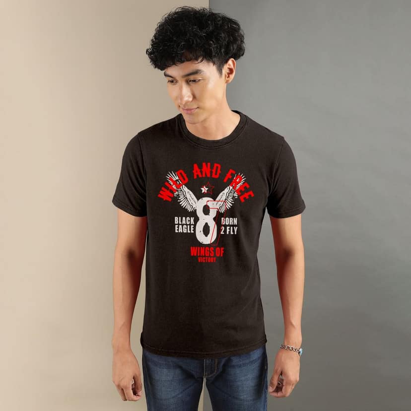Ftx Men Printed Roundneck Cotton Rich Half Sleeve Tshirt