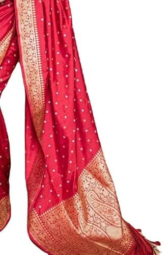 ATTIRIS Women's Banarasi Silk Zari Woven Saree with Blouse Piece view 2