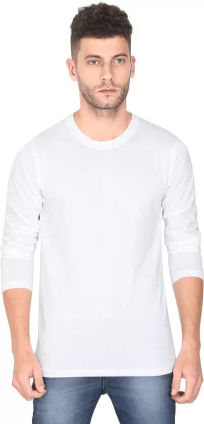 Men Solid Round Neck Pure Cotton White T-Shirt view 2