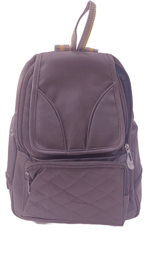 Grey Quilted Faux Leather Backpack Purse for Women