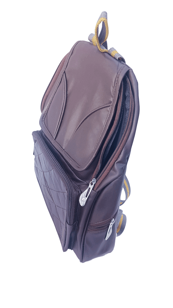 Grey Quilted Faux Leather Backpack Purse for Women view 2