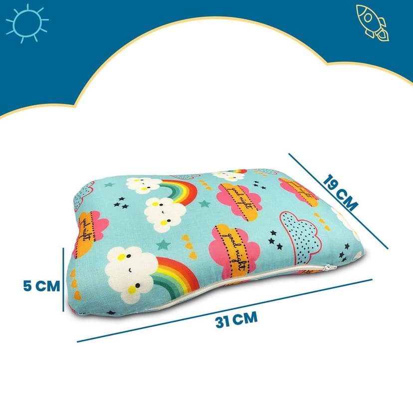 Sleepsia Memory Foam Head Shaping Pillow, Butterfly Shape Pillow, Toddler Pillow for Girls & Boys with Rainbow Print, Breathable Memory Foam Pillows for Kids Blue, (Pack of 1) view 2