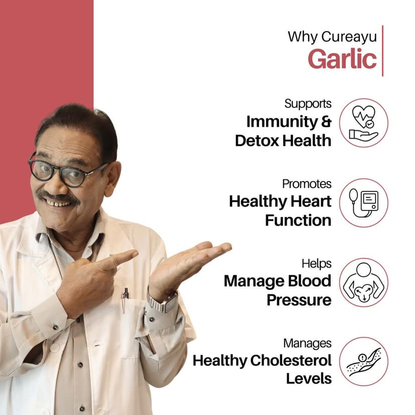 Cureayu Garlic Capsules | Ayurvedic Support for Heart Health, Immunity & Detox view 2