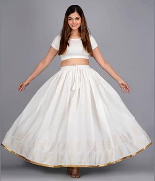 FABRR - White Cotton Women's A-Line Skirt ( Pack of 1 )