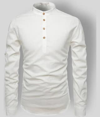 Life Roads - White Cotton Men's Kurta ( Single )