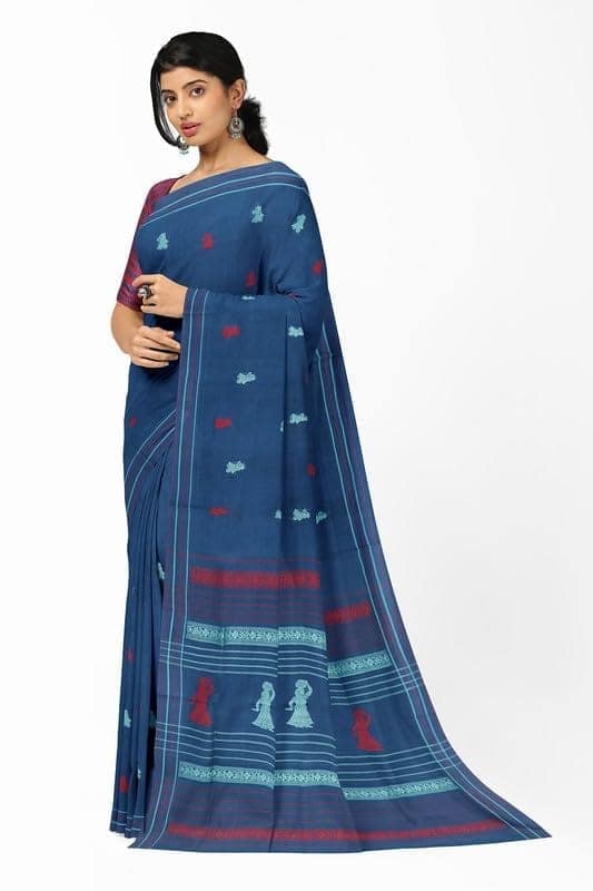 APCO Handloom - Women's Rahajmundry Pure Cotton Handloom Saree (Blue) view 2
