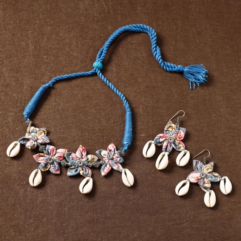 Multicolor - Fabart Phool Kali Shell Choker Necklace Set 05 view 2