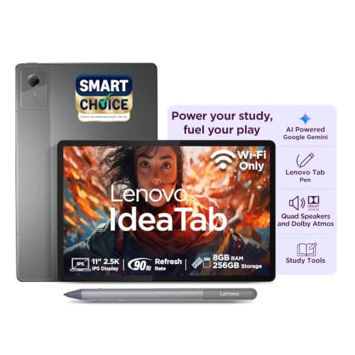 Lenovo Idea Tab Smartchoice with Pen|5G + Wi-Fi|11 Inch,2.5K Display, 500 Nits Brightness|8GB RAM + 256GB ROM(Expandable Up to 2 TB)|Mediatek Dimensity 6300|Android 15|4-Speakers with Dolby Atmos,Grey Lenovo Idea Tab Smartchoice with Pen|5G + Wi-Fi|11 In view 2