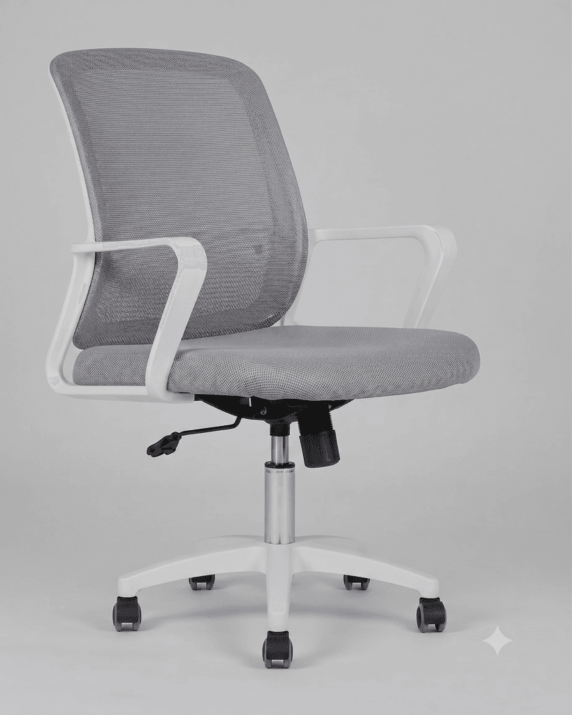 Ergonomic Mesh Office Chair with Armrests, Grey and White