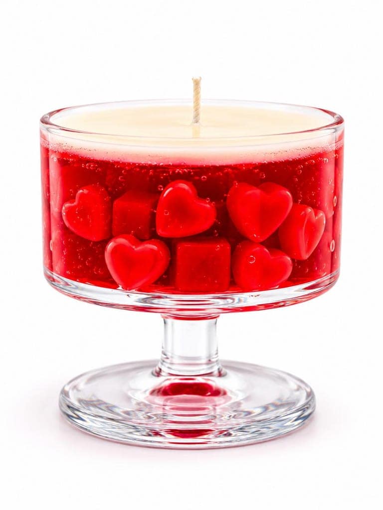 Scented Heart Gel Candle in Pedestal Glass view 2