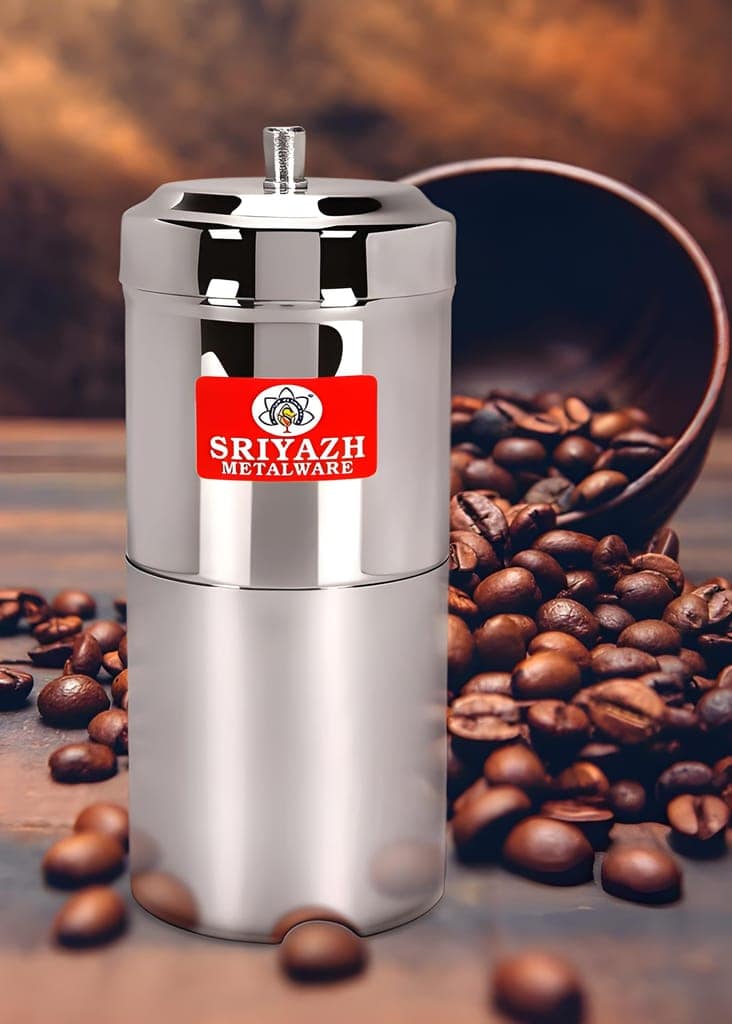 Heavy Metal Coffee Filter 4 Cups | Reusable Manual Coffee Maker & Dripper | Fine Mesh Coffee Strainer for South Indian Filter Coffee | Stainless Steel Coffee Brewing Filter for Home & Office (Original)