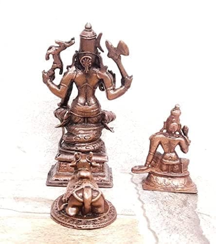 Searchers Paradise - Copper Idols Lord Shiva ,Bhoogasakthi with Nandi, 5.5 inches, Copper Handmade 560 Grams, Patina Antique Finish, Pack of 1 Piece view 2