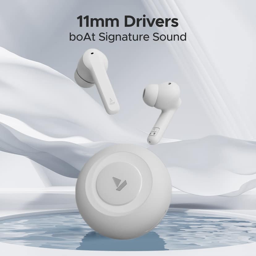 boAt Airdopes Sonik | Wireless Earbuds with 60 Hours Playback, Bluetooth v5.3, ENx™ Technology, ASAP™ Charge Tranquil White view 2