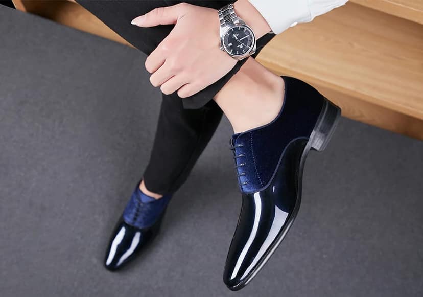 Bxxy's Faux Leather Semi Suede Classic Party Wear Lace-up Shoes for Men view 2