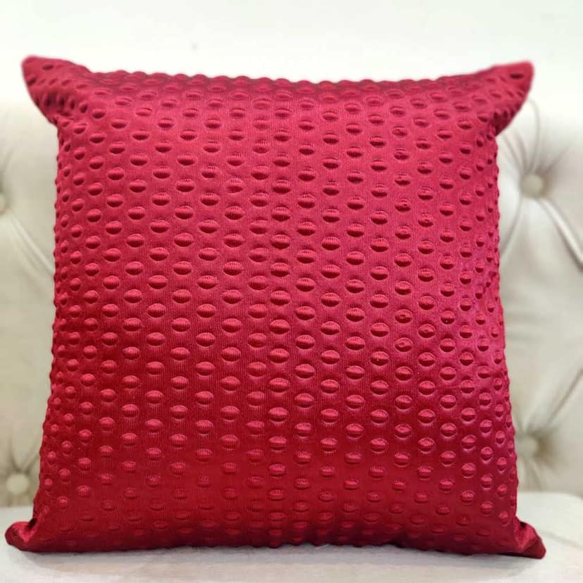 GOODVIBES Maroon Damask/Self Design/Woven Zipper Square Combo Cushion Covers (16x16 inch or 40 x 40 cm) Set of 3 view 2