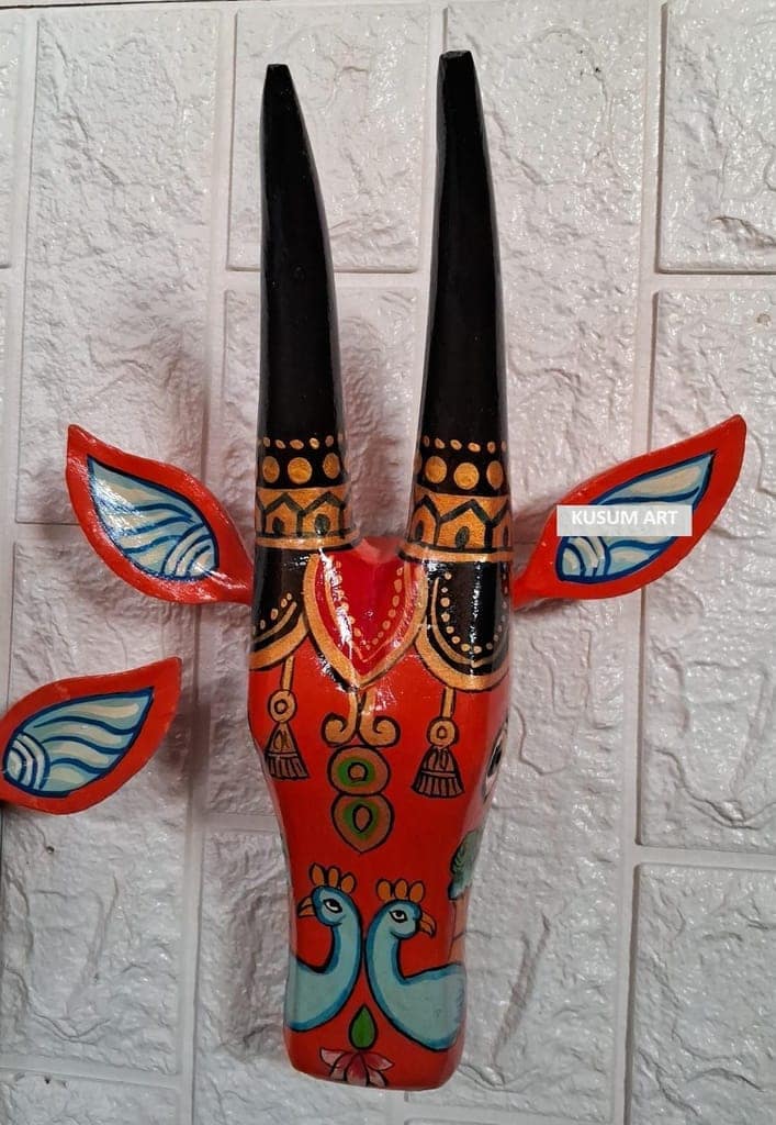 Kusum Art Wooden Haind Painted Wall Decor Coe Head For Decor And Decoration Your Beautifull Wall3 view 2