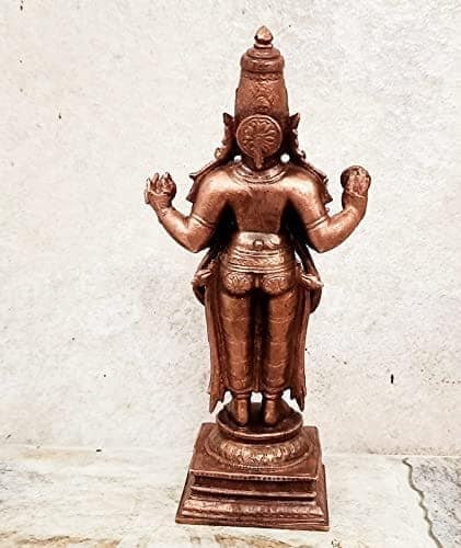 Searchers Paradise - Copper Idols Dhanvantri ,6.4 inches, Copper Handmade 780 Grams, Patina Antique Finish, Pack of 1 Piece view 2