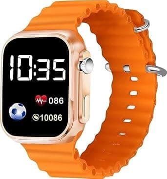 T800 Ultra Smart Watch with Orange Strap, Bluetooth Connectivity, Fitness Tracking, HD Display view 2