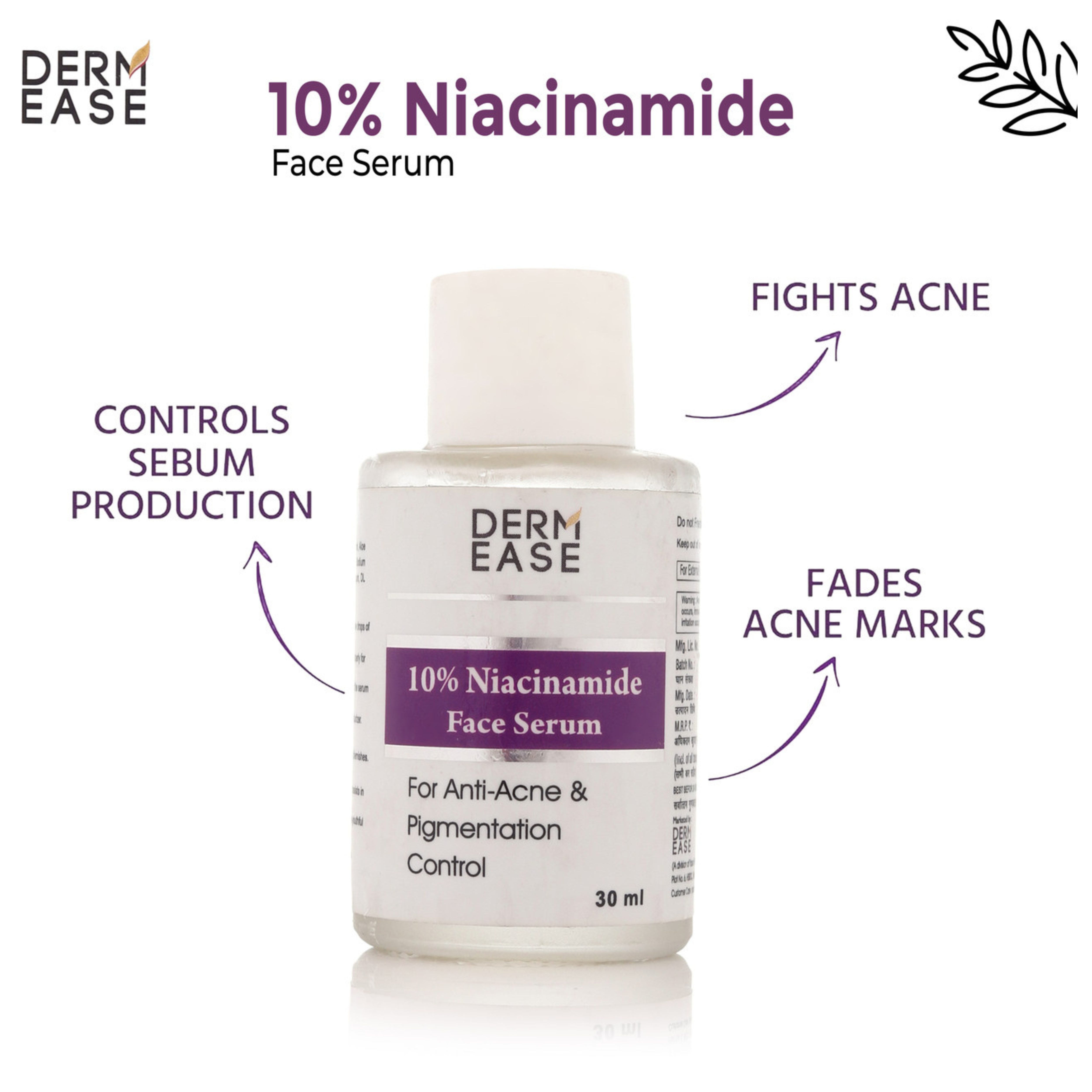 Dermease 10% Niacinamide Face Serum for Clear & Bright Skin view 2
