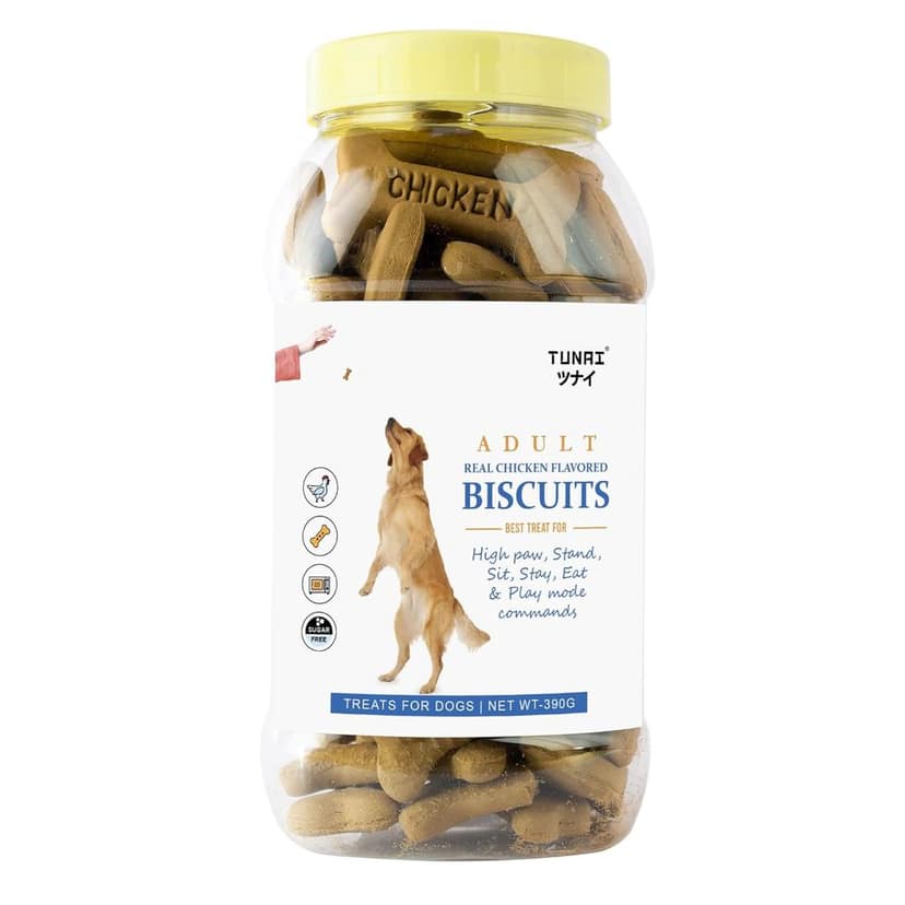 Tunai Super Saver Real Chicken Adult Dog Biscuits | Dog Food | Dog Treats | 390g | Extra Value Silver Pack, Controls Plague and Better Skin Coat for Aggressive Chewers view 2