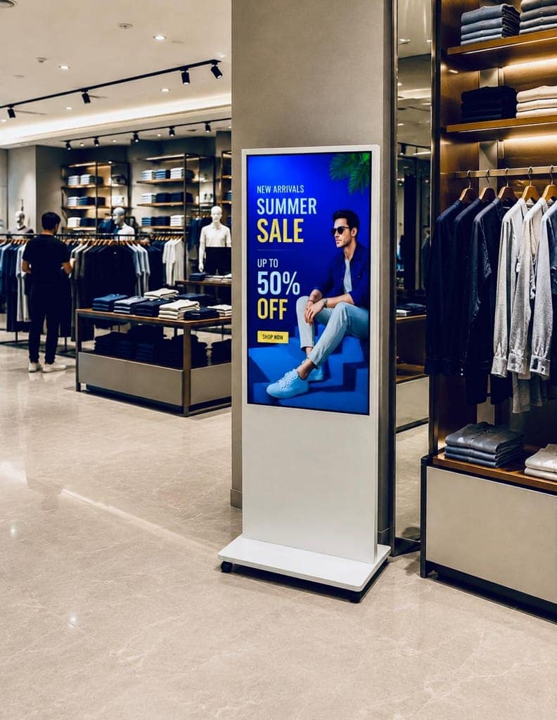 55" Tower-Type Digital Standee | 4K UHD Commercial Grade Display | Digital Signage with Pen Drive option | Cloud Content Update Software on Demand view 2