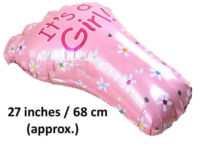 Clastik Decorative Baby Shower Feet Aluminum Foil Balloons Its a Girl Lovely Feet Balloon / 1st Birthday Decoration Material - Pack of 1 (Pink) view 2