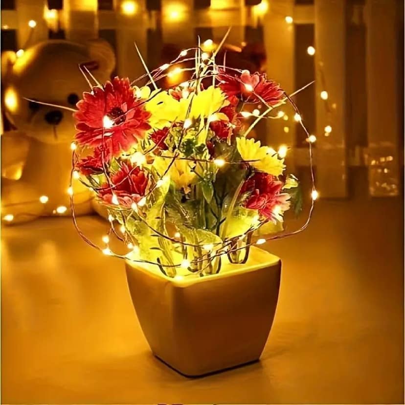 SPARKWORLD 40 LEDs 4 m Yellow Flickering, Steady String Rice Lights (Pack of 1) | Colour: Yellow (Pack of 1) view 2