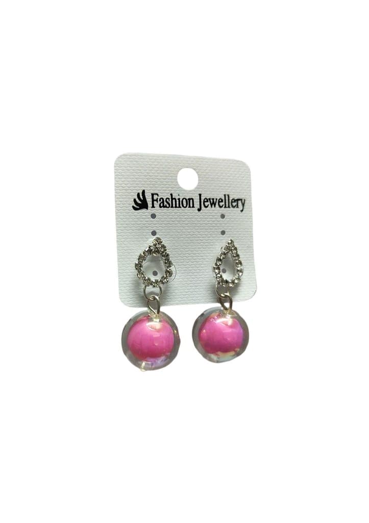 Fashion Jewelry Pink Rhinestone Dangle Earrings view 2