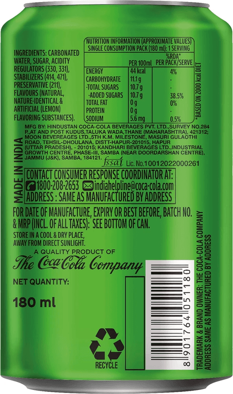Limca Pop Can 180Ml