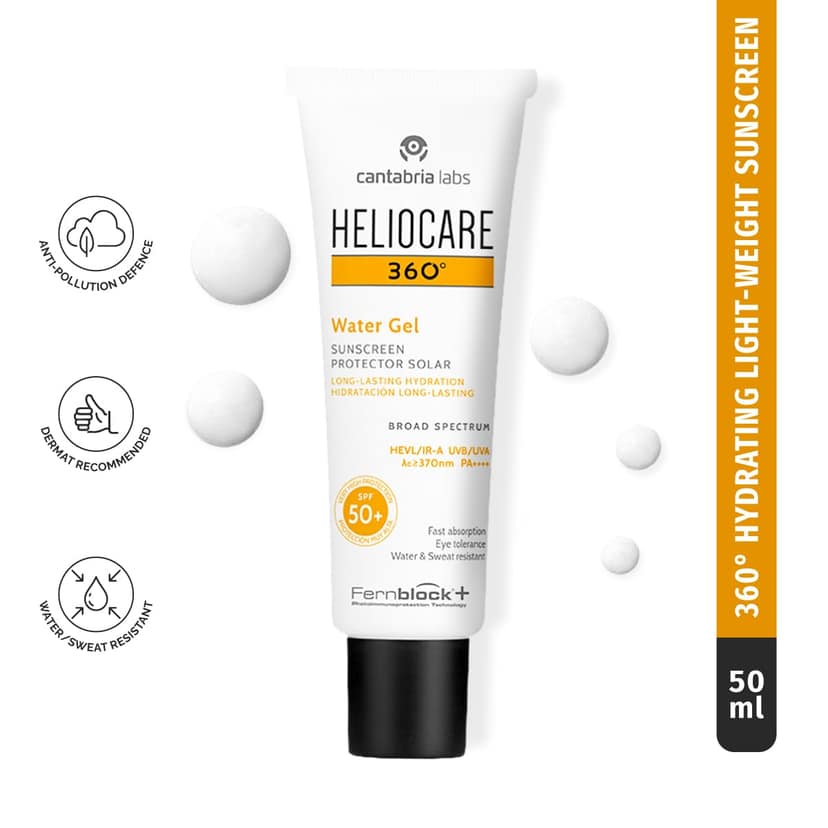 Heliocare 360 Water Gel SPF 50+ PA++++ Sunscreen, In Vivo Tested, 50 ml Heliocare 360 Water Gel SPF 50+ PA++++ Sunscreen, In Vivo Tested, 50 ml - White / 50 ml (Pack of 1) view 2