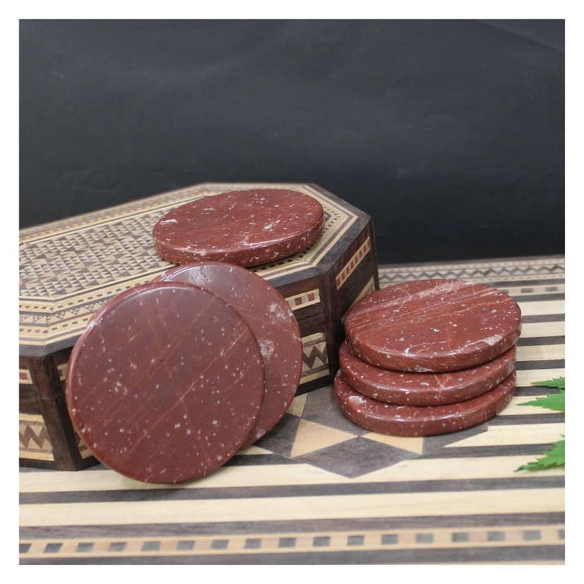 Garvi Gurjari (A Gujarat Govt Enterprise) Handmade Agate Stone Tea Coaster (Set of 6) (GGCATC04) view 2