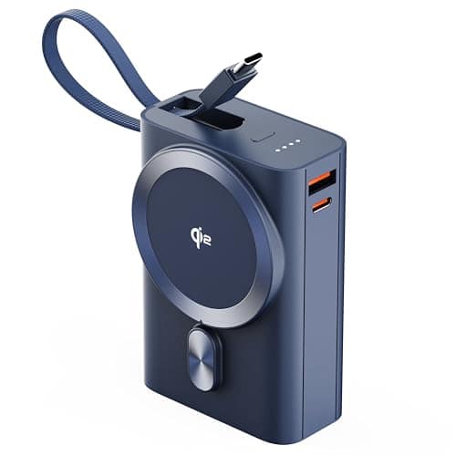 Ambrane 25W Qi2.2 Magsafe Wireless 20000mAh Powerbank, 35W Wired Charging, Fastest Qi2.2 Technology - Now Charge 40% in 30 mins wirelessly, Support MacBook Air Charging for iPhone (Orbit 20K, Blue) Ambrane 25W Qi2.2 Magsafe Wireless 20000mAh Powerbank, 3 view 2