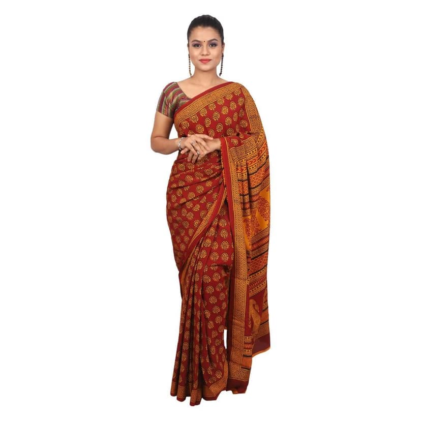 HANDLOOM CRAPE SILK SAREE WITH BLOUSE (SKU - 3I0106030422 SAREE- 188) view 2