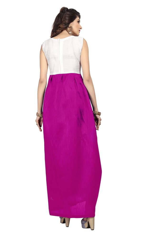 VKARAN Women's Silk Other Maxi Dress Material view 2