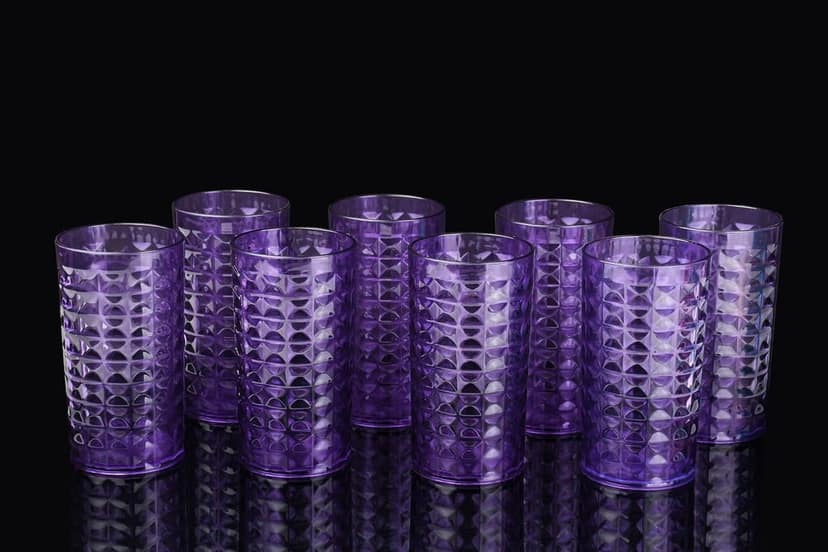 HAPPI Unbreakable Plastic Water and Juice Drinking Glass Set Crystal Glass/Juice Glass/Beer Glass/Wine PET Transparent Stylish Set, 6 Pieces, Sharbat Glass 300 Ml - Set of 6 (Purple) view 2