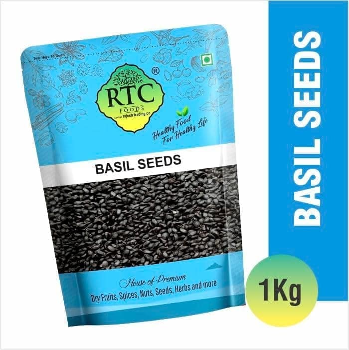 RTC Foods Basil Seeds 1Kg | Sabja Seeds | Resist Summer Heat | High in Fiber & Omega-3 | Helps Control Weight | Nutritious Superfood for Consuming & Consuming view 2