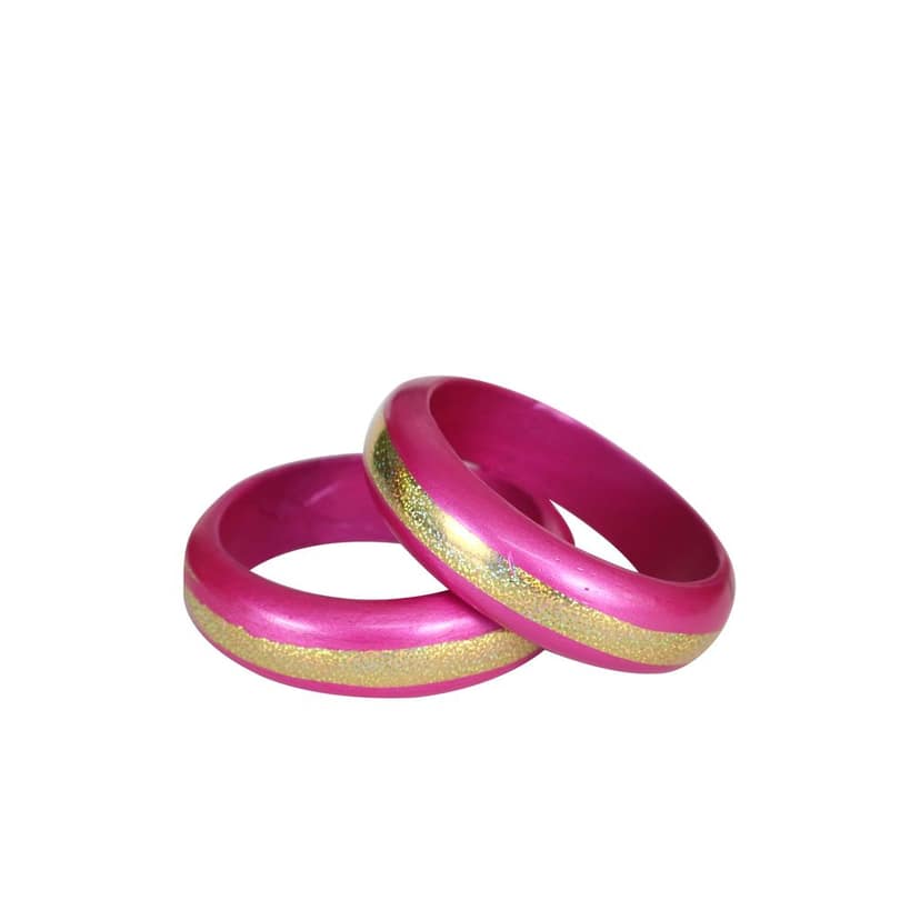 FHS traditional Rajasthani Handmade Round Shape Lac Bangles - Pink view 2