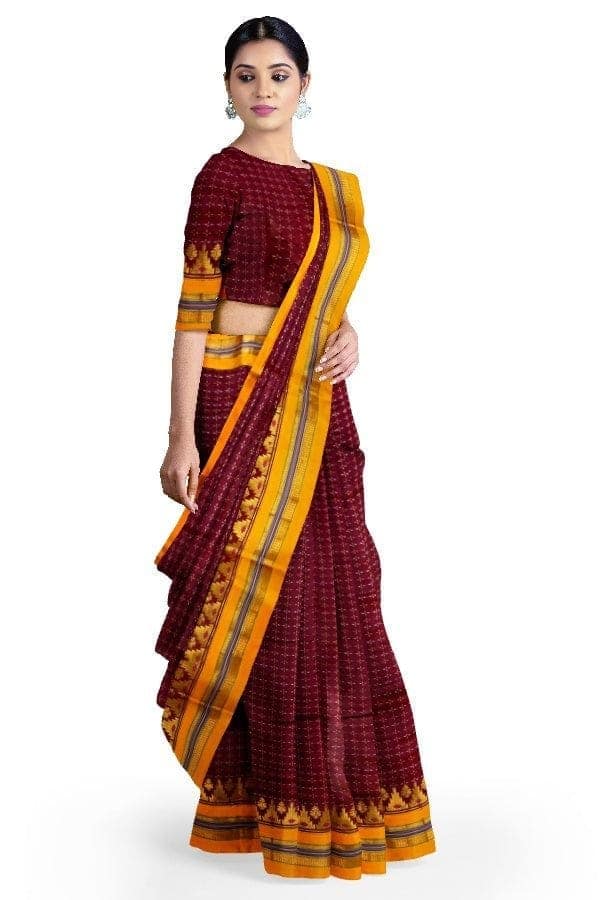 Maroon Cotton Silk Ilkal Saree view 2