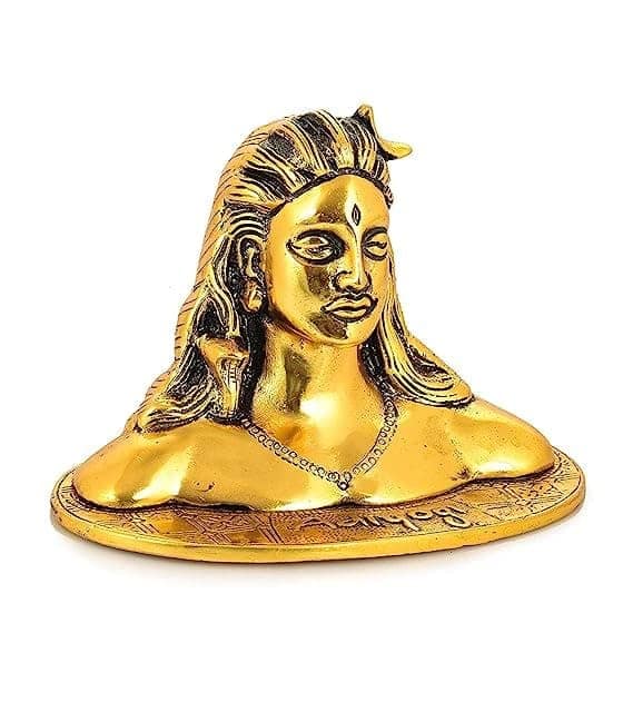 Adiyogi God Shiva Statue for Home Decorative Showpiece Metal Adiyogi Golden Colored Shiva Mahadev Statue for Home Pooja Temple. view 2